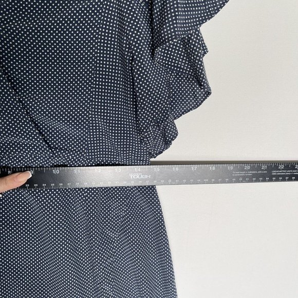 Anthropologie Avec les Filles Dress Women Medium Blue Polka Dot Ruffle Pockets - Picture 7 of 12